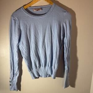 Philosophy Republic Clothing Light Blue Crewneck Sweater with Button Cuffs